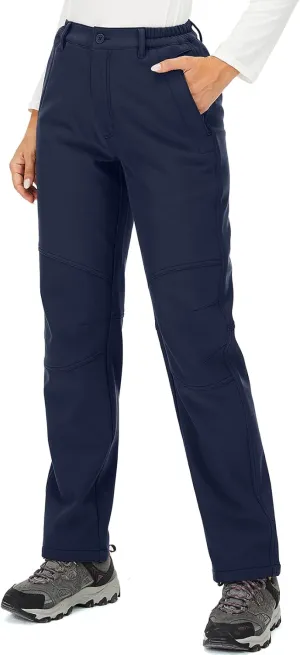 Womens Snow Pants Hiking Winter Fleece Waterproof Windproof Lined Soft Shell Insulated Outdoor Camping Travel ski Pants 5022,Blue,3X-Large