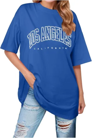 Women's Summer Los Angeles California T Shirts for Women Trendy Going Out Loose Fit Running Tops Casual Half Sleeve