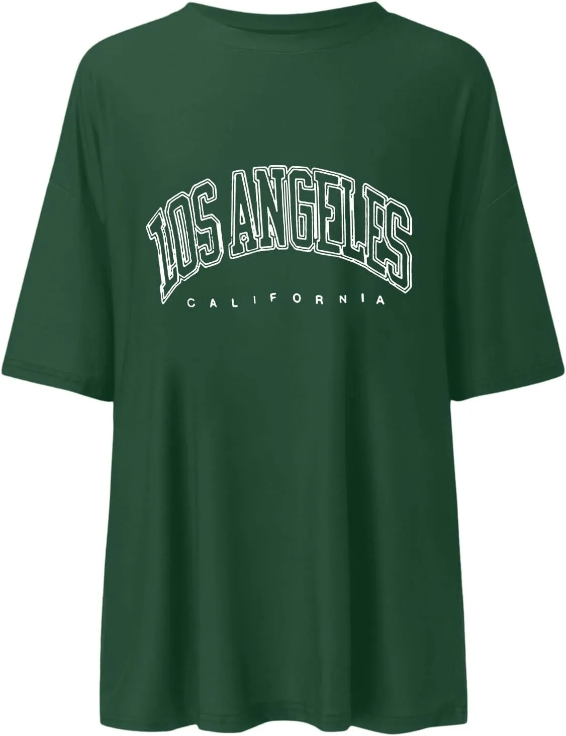 Women's Summer Los Angeles California Tees Shirts 2025 Letter Print Trendy Loose Fit Tops Going Out Graphic Casual