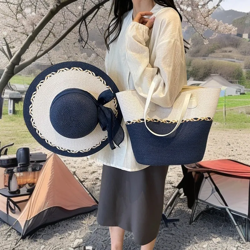 Women's Summer Straw Large Capacity Beach Vacation Woven Mori Shoulder Bags