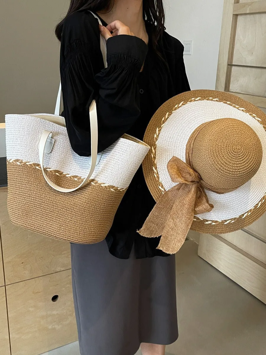 Women's Summer Straw Large Capacity Beach Vacation Woven Mori Shoulder Bags