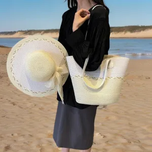 Women's Summer Straw Large Capacity Beach Vacation Woven Mori Shoulder Bags