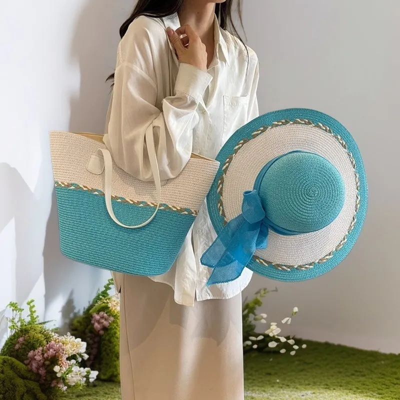 Women's Summer Straw Large Capacity Beach Vacation Woven Mori Shoulder Bags