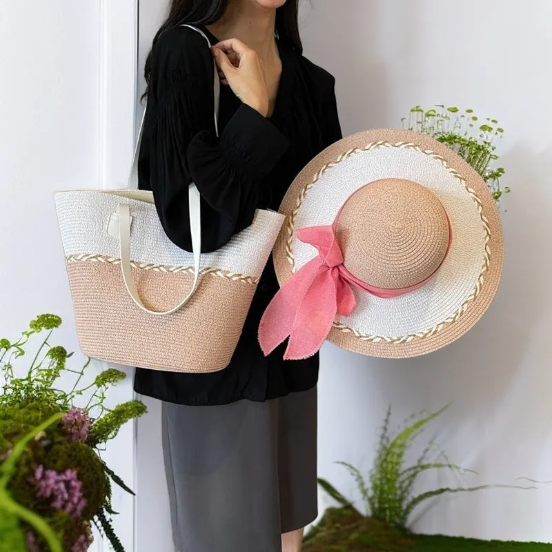 Women's Summer Straw Large Capacity Beach Vacation Woven Mori Shoulder Bags