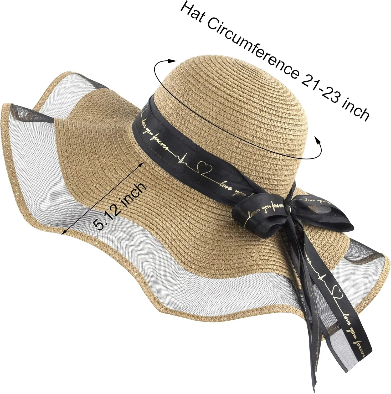 Womens Sun Straw Hat UV UPF50 Travel Foldable Wide Brim Summer Beach Hats