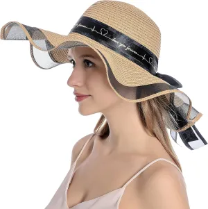 Womens Sun Straw Hat UV UPF50 Travel Foldable Wide Brim Summer Beach Hats