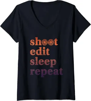 Womens Sunrise Landscape Golden Hour Street Photographer V-Neck T-Shirt