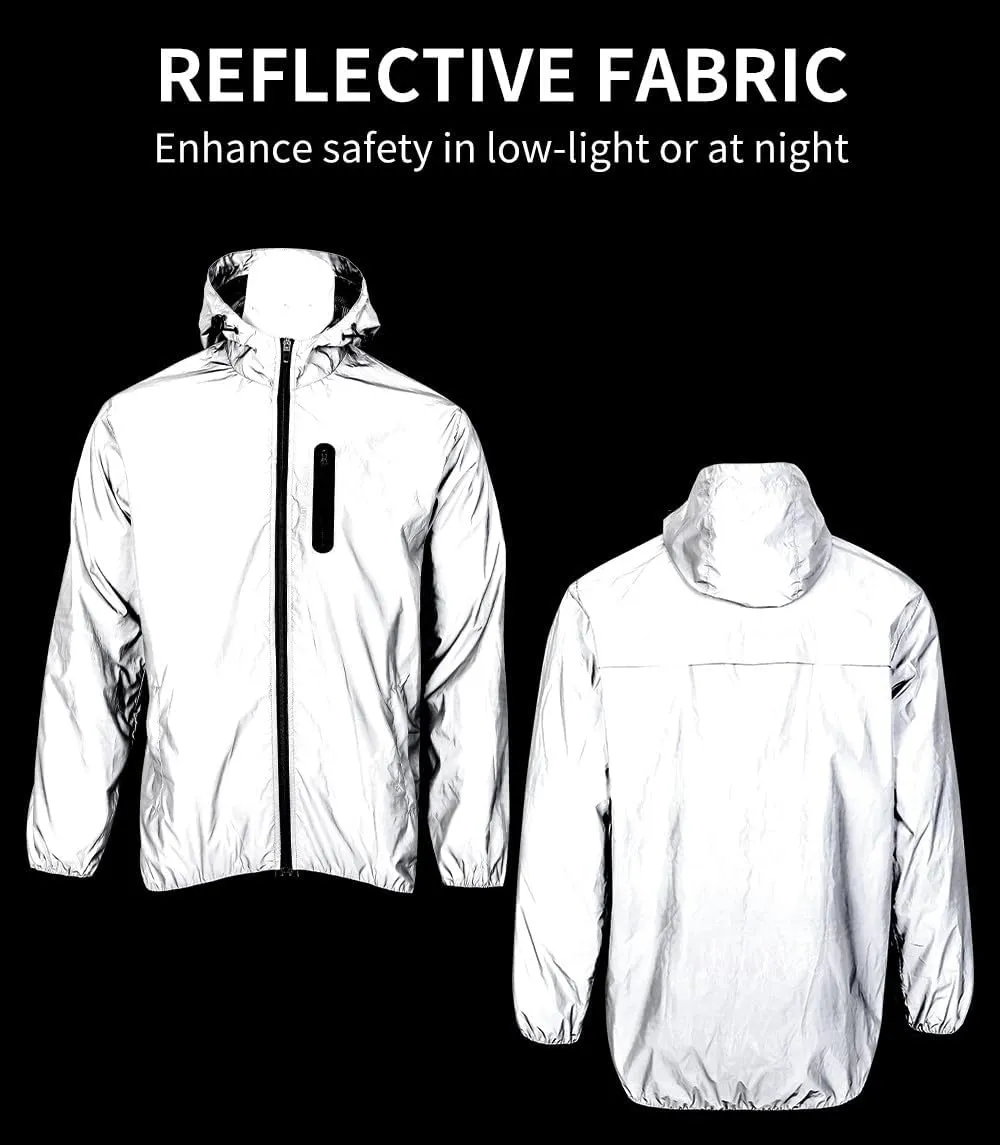 WOSAWE Men Reflective Jacket Night Glowing Bomber Jacket MTB Cycling Windbreaker Travel Sport Coat
