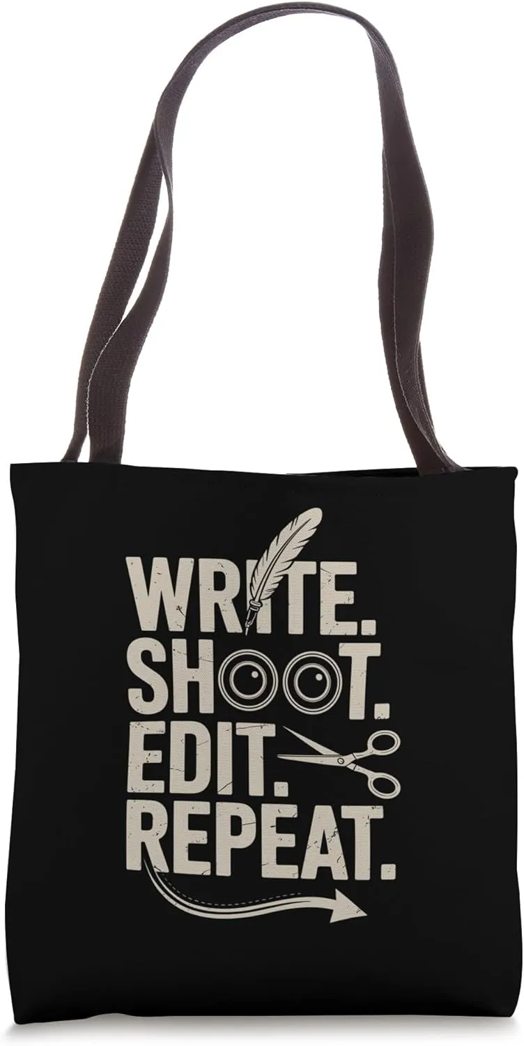 Write Shoot Edit Repeat Filmmaker Lifestyle Tote Bag