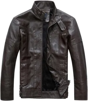 Wvapzxx Motorcycle Leather Jackets Men Classic Slim Fit Suede Jacket Casual Outwear