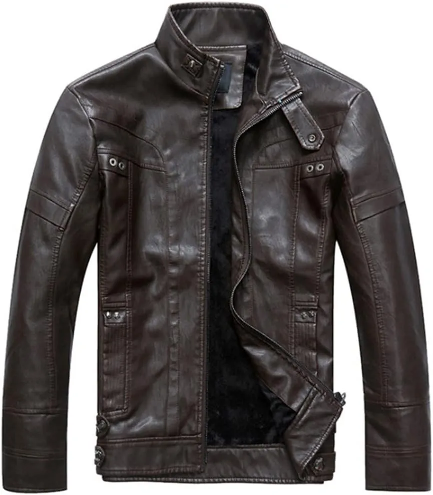 Wvapzxx Motorcycle Leather Jackets Men Classic Slim Fit Suede Jacket Casual Outwear