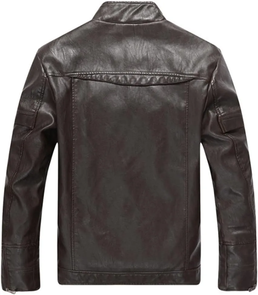 Wvapzxx Motorcycle Leather Jackets Men Classic Slim Fit Suede Jacket Casual Outwear