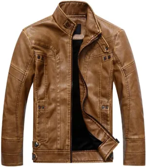 Wvapzxx Motorcycle Leather Jackets Men Classic Slim Fit Suede Jacket Casual Outwear