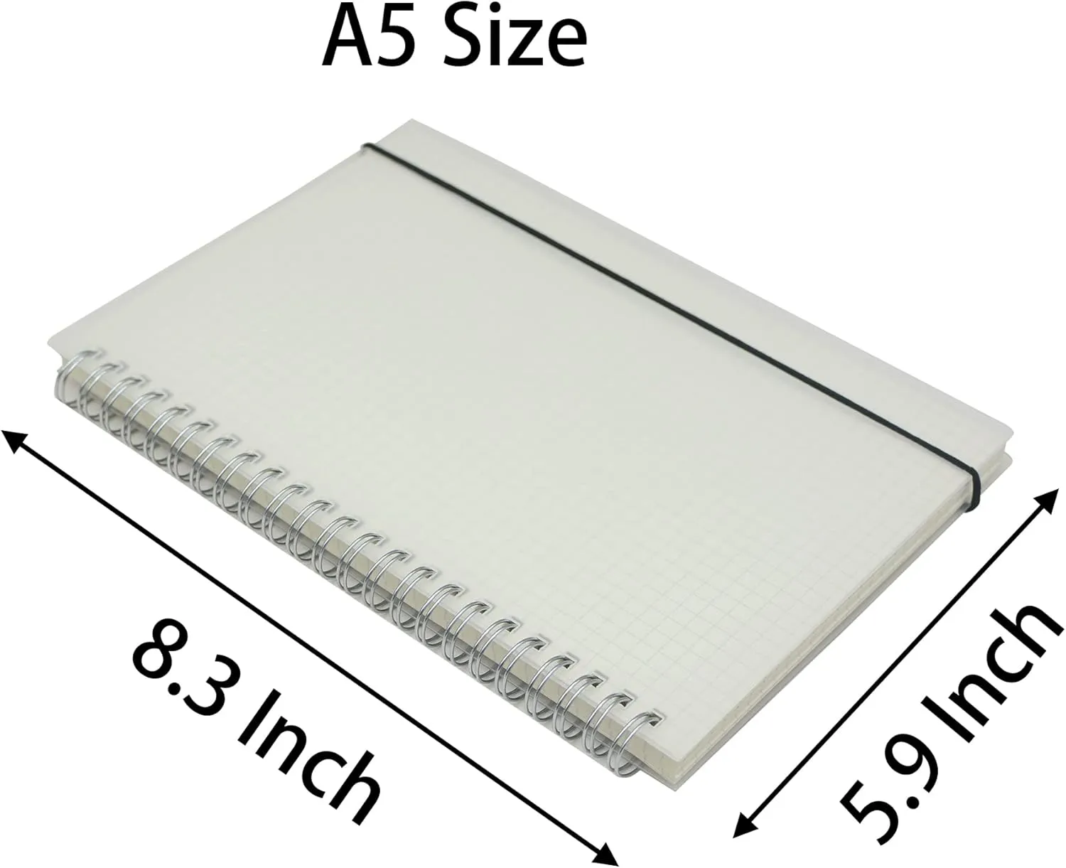 Yansanido Spiral Notebook, 3 Pcs A5 Thick Plastic Translucent Frosting Hardcover Graph Paper 80 Sheets -160 Pages Journals for Study and Notes (A5 5.7" x 8.3"- Grid 3pcs)