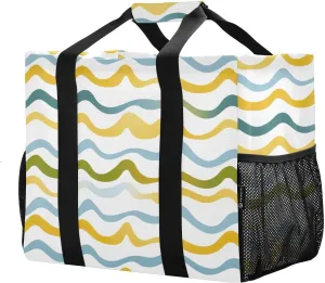 Yellow Wave Foldable Travel Duffel Bag for Men Women Waterproof Weekender Overnight Carry On Tote Bag with Comfortable Handle Hospital Bag for Airplane Sport Hospital Business Trips