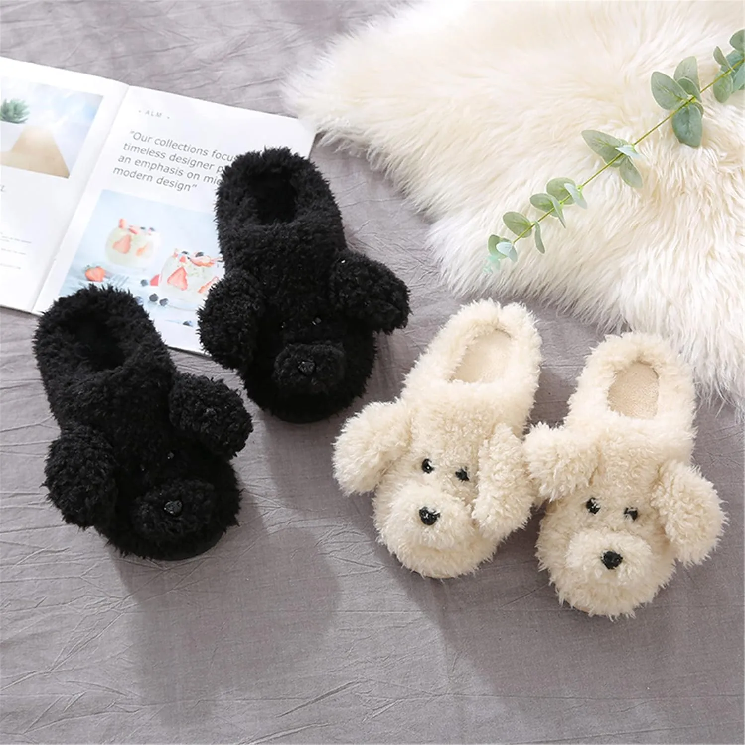 YILANLAN Women's Cartoon Animal Dog Home Cute Slippers - Warm Winter Slippers