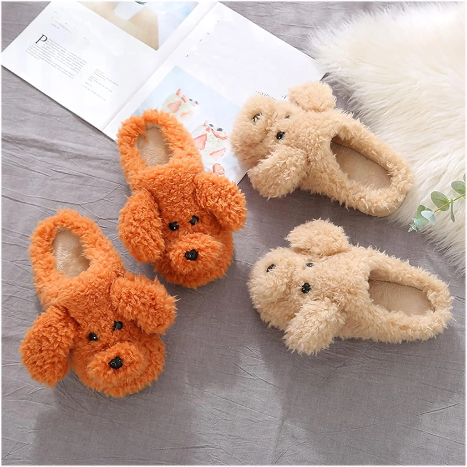 YILANLAN Women's Cartoon Animal Dog Home Cute Slippers - Warm Winter Slippers