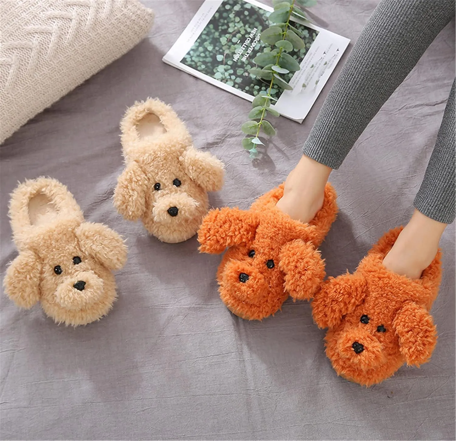 YILANLAN Women's Cartoon Animal Dog Home Cute Slippers - Warm Winter Slippers