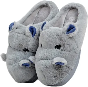 YILANLAN Women's Cartoon Animal Hippo Slippers - Winter Warm Furry Cute Home Slippers