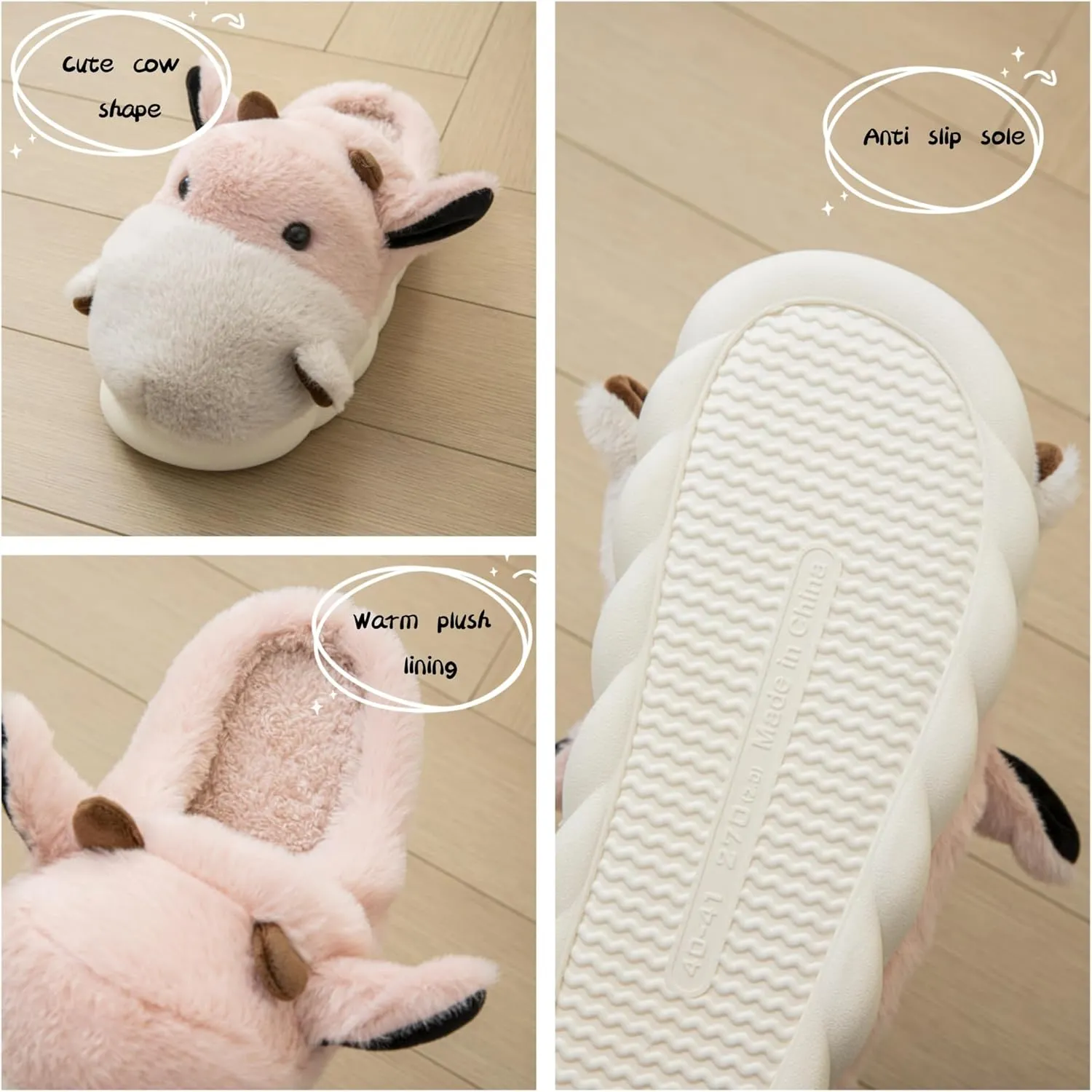 YILANLAN Women's Cute Animal Slippers - Funny Cartoon Winter Plush Thick Soled Slippers