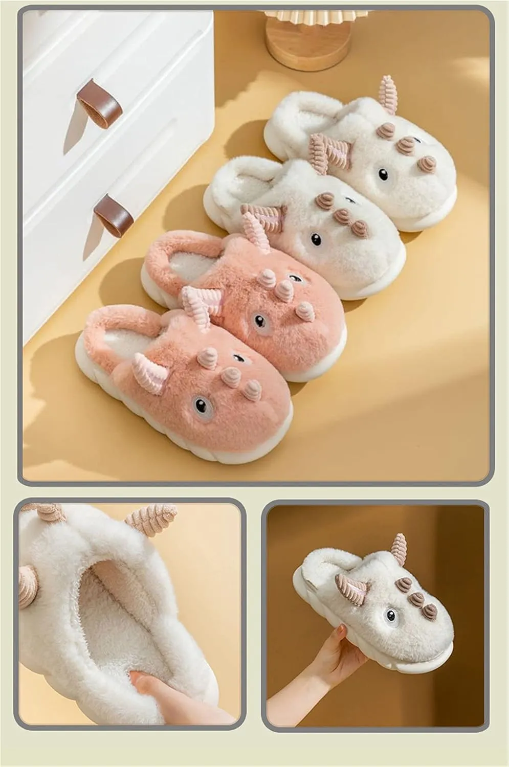 YILANLAN Women's Cute Animal Slippers - Funny Cartoon Winter Plush Thick Soled Slippers
