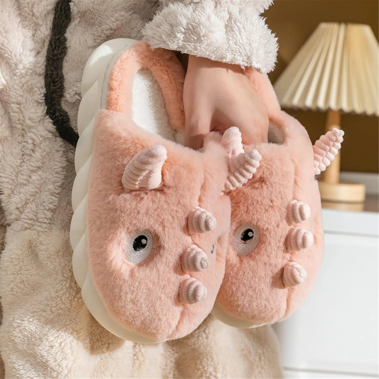 YILANLAN Women's Cute Animal Slippers - Funny Cartoon Winter Plush Thick Soled Slippers