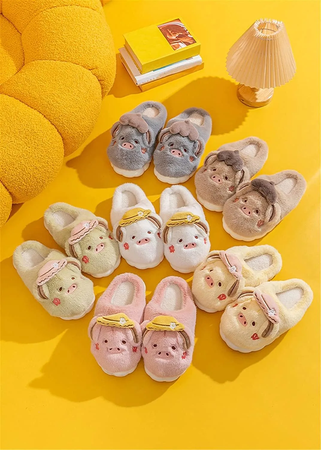 YILANLAN Women's Cute Animal Slippers - Funny Cartoon Winter Plush Thick Soled Slippers