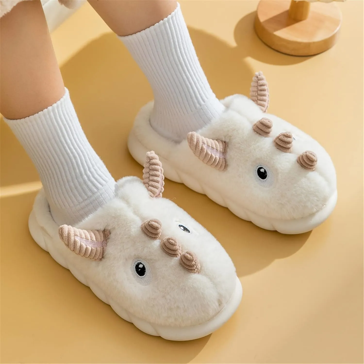 YILANLAN Women's Cute Animal Slippers - Funny Cartoon Winter Plush Thick Soled Slippers