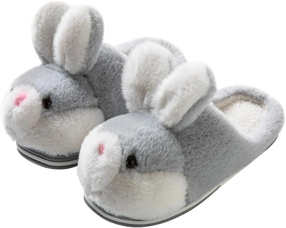 YILANLAN Women's Cute Bunny Animals Slippers Interesting Comfortable Furry Slippers Soft Plush Winter season Keep warm Home Slippers