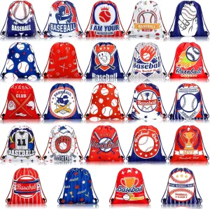 Yinder 24 Pcs Baseball Goodie Bags Baseball Party Favors Drawstring Backpack Players Athletes Gifts Treat Bags for Team Snacks Candy Sport Themed Ball Party Supplies