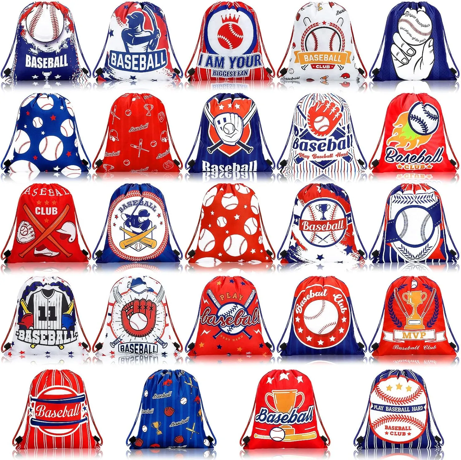 Yinder 24 Pcs Baseball Goodie Bags Baseball Party Favors Drawstring Backpack Players Athletes Gifts Treat Bags for Team Snacks Candy Sport Themed Ball Party Supplies