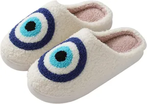 YJEUS Women's Men's Heart Heart Slippers Strawberry Cherry Mushroom Slippers Evil Eye Slippers Cartoon Animal Cat Slippers Memory Foam Cozy Plush Slippers Couple Indoor Household Slippers