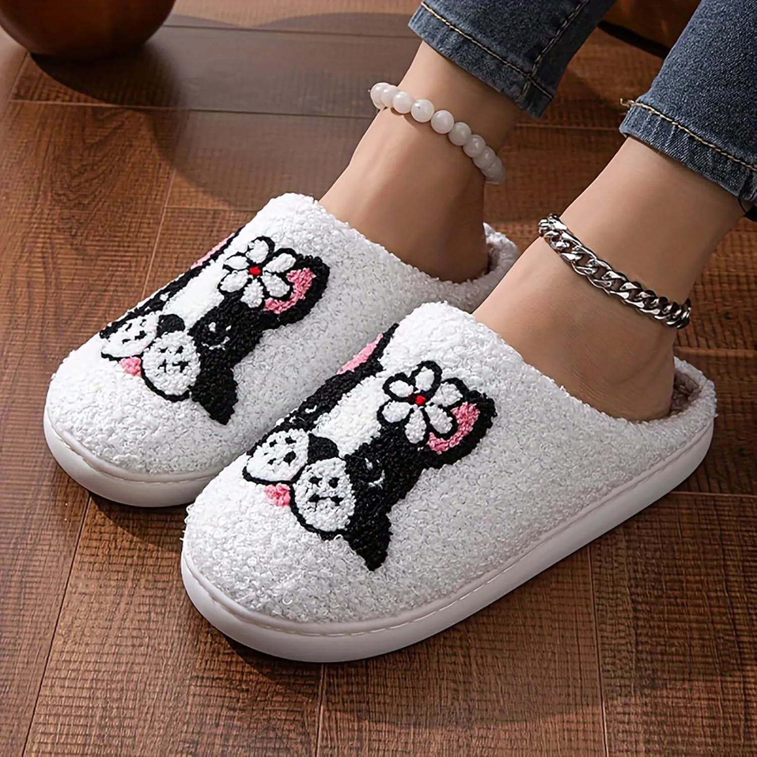 YJEUS Women's Men's Heart Heart Slippers Strawberry Cherry Mushroom Slippers Evil Eye Slippers Cartoon Animal Cat Slippers Memory Foam Cozy Plush Slippers Couple Indoor Household Slippers