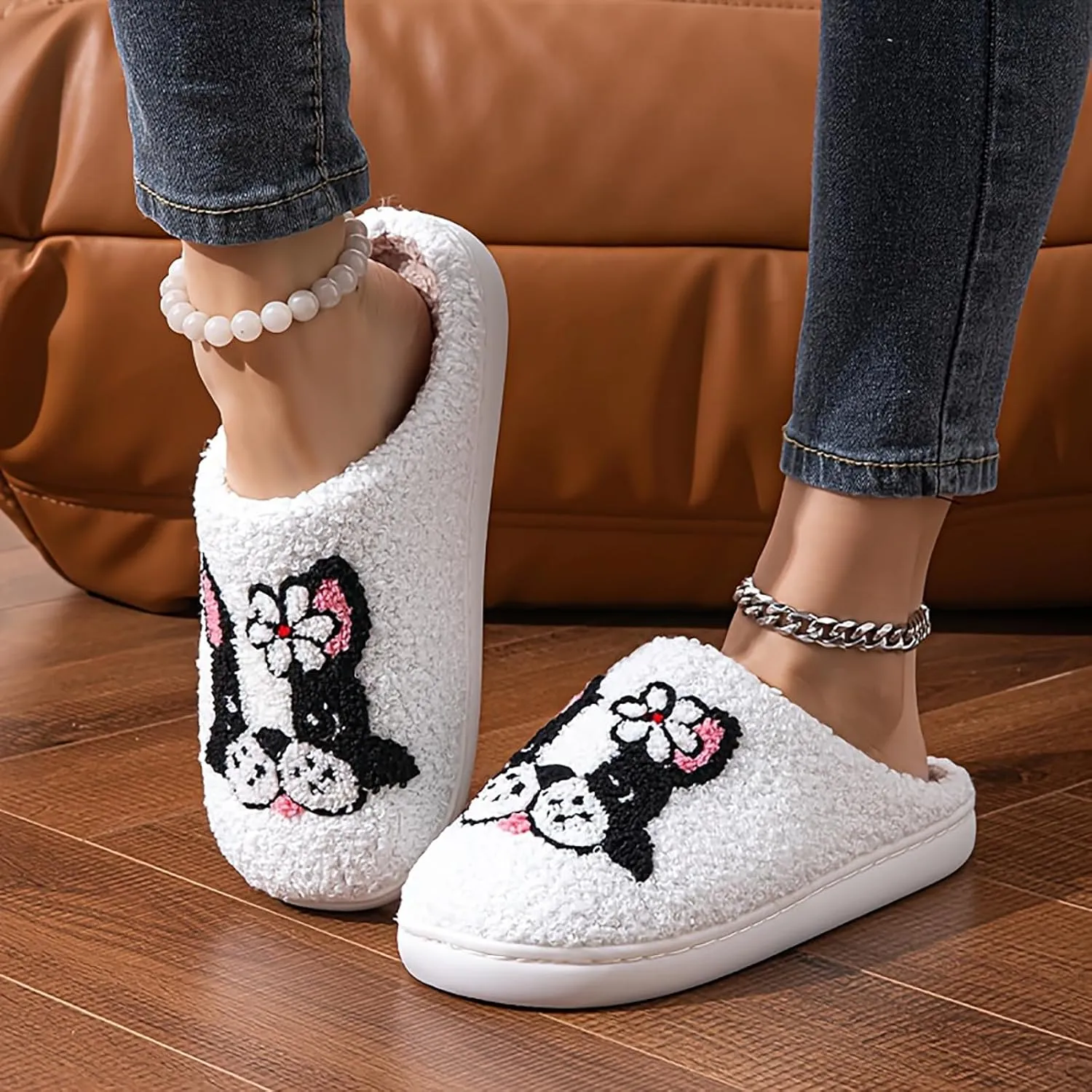 YJEUS Women's Men's Heart Heart Slippers Strawberry Cherry Mushroom Slippers Evil Eye Slippers Cartoon Animal Cat Slippers Memory Foam Cozy Plush Slippers Couple Indoor Household Slippers