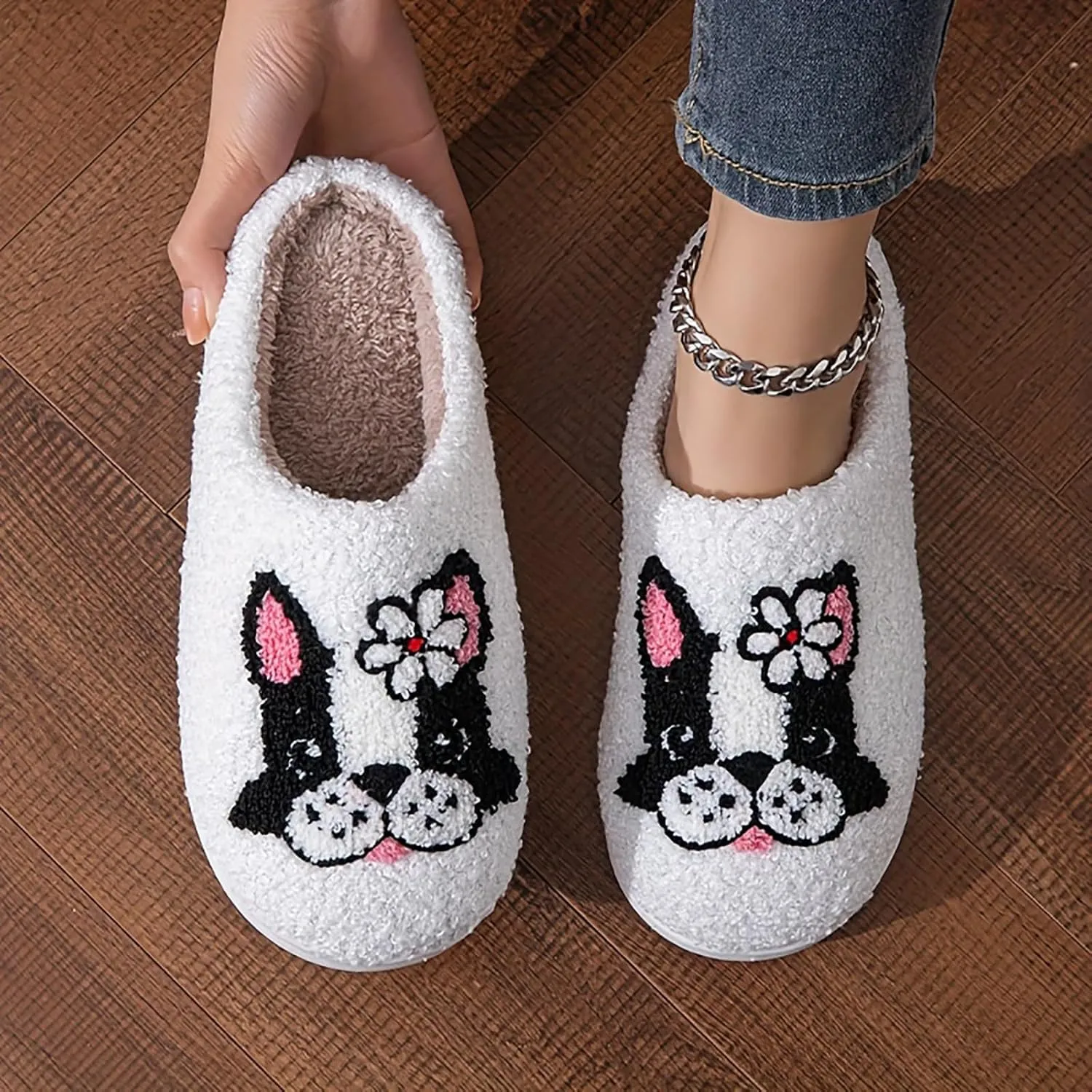 YJEUS Women's Men's Heart Heart Slippers Strawberry Cherry Mushroom Slippers Evil Eye Slippers Cartoon Animal Cat Slippers Memory Foam Cozy Plush Slippers Couple Indoor Household Slippers