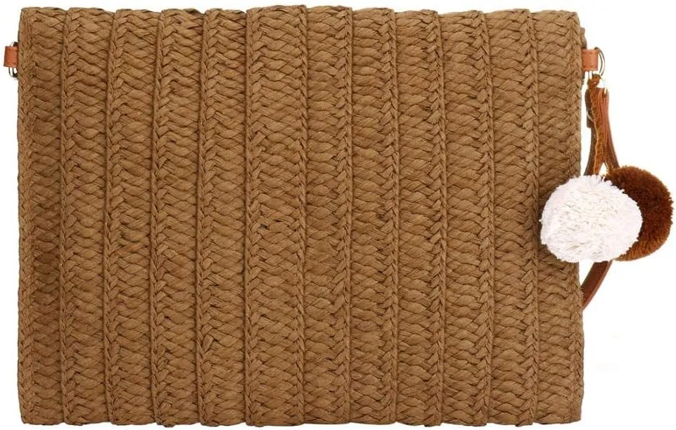 YYW Straw Clutch,Straw Handbag Clutch for Women Summer Beach Straw Woven Envelope Purse Wallet