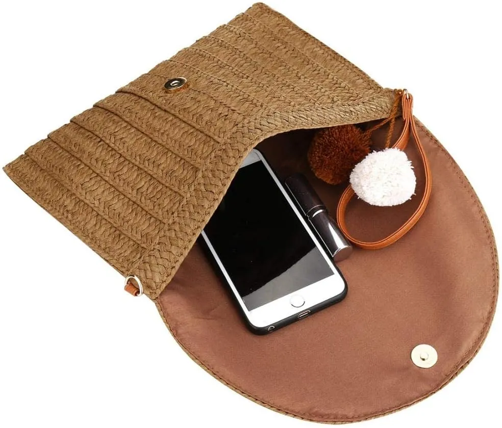 YYW Straw Clutch,Straw Handbag Clutch for Women Summer Beach Straw Woven Envelope Purse Wallet