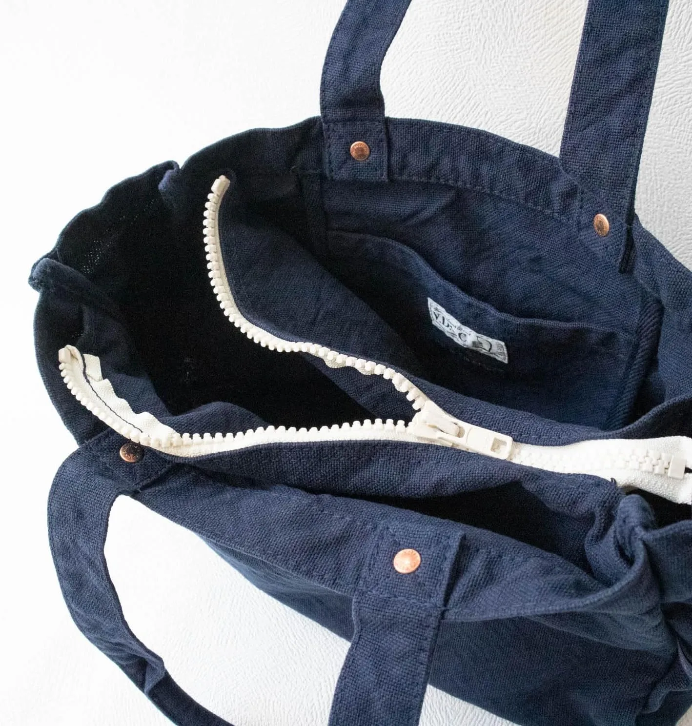 ZIP Tote Bag Cotton100% Canvas Zipper Fastener Simple japan Washable Sholder hand Bag (VC-23)