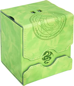 Zoopin Leather Deck Box with Built-in Spinning Life Counter, Green for MTG,Yugioh,Pokeman,TES Legacy,Munchkins CCG Decks and Also Small Tokens or Dice- Hold 100 Sleeved Cards or 150 Naked Cards …