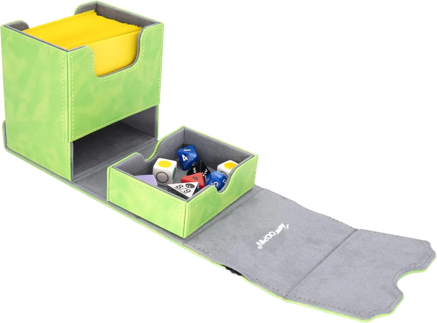 Zoopin Leather Deck Box with Built-in Spinning Life Counter, Green for MTG,Yugioh,Pokeman,TES Legacy,Munchkins CCG Decks and Also Small Tokens or Dice- Hold 100 Sleeved Cards or 150 Naked Cards …
