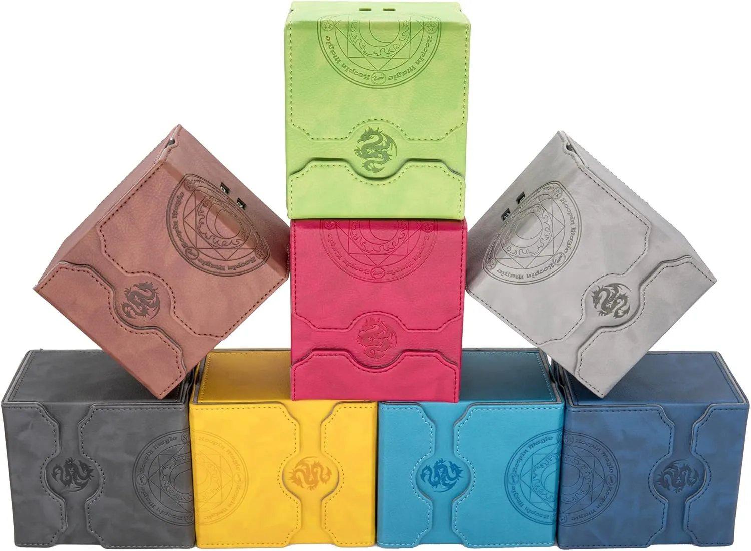 Zoopin Leather Deck Box with Built-in Spinning Life Counter, Green for MTG,Yugioh,Pokeman,TES Legacy,Munchkins CCG Decks and Also Small Tokens or Dice- Hold 100 Sleeved Cards or 150 Naked Cards …