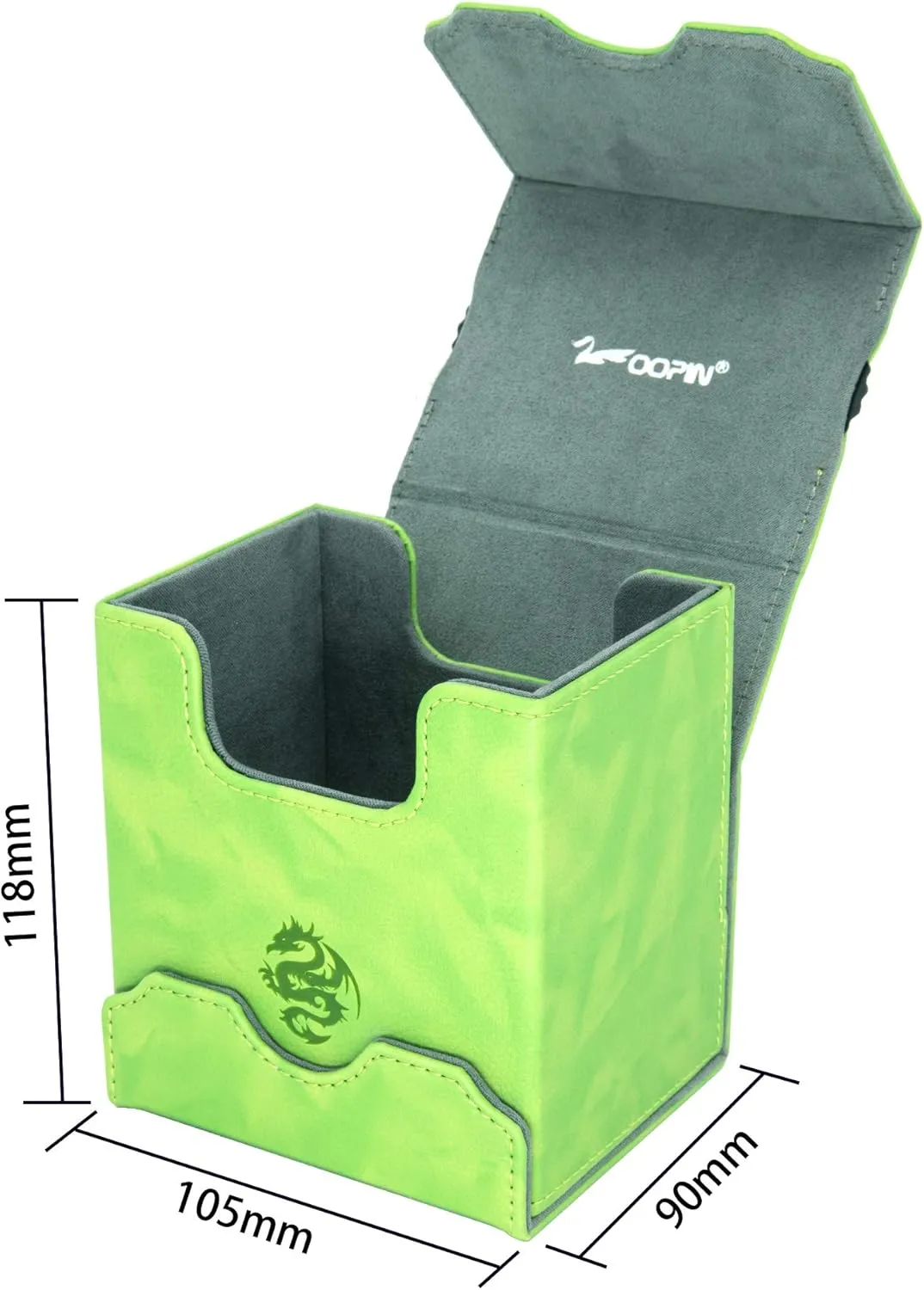 Zoopin Leather Deck Box with Built-in Spinning Life Counter, Green for MTG,Yugioh,Pokeman,TES Legacy,Munchkins CCG Decks and Also Small Tokens or Dice- Hold 100 Sleeved Cards or 150 Naked Cards …